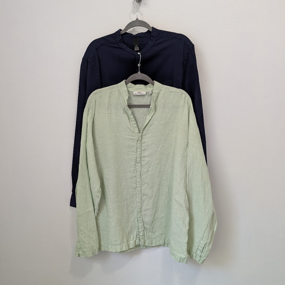 Murano Other - Murano 100% linen Mens, H&M Cotton Navy Blue Long Sleeve Shirt Size XL Bundle